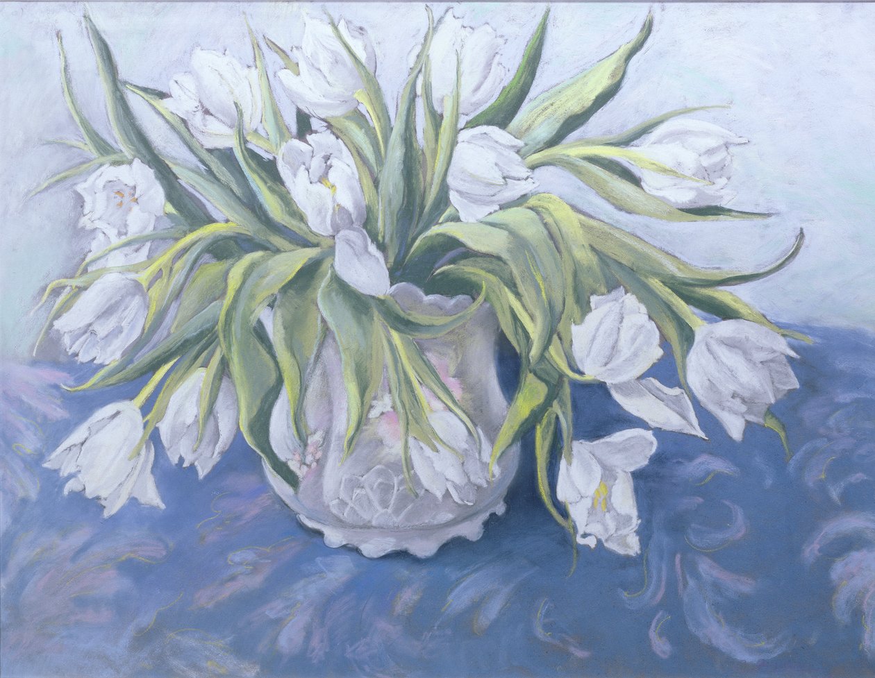 Tulipas brancas (pastel sobre papel) de Cristiana Angelini