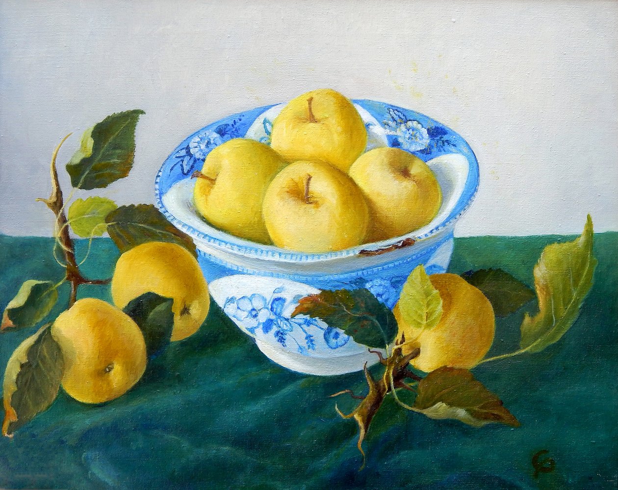 Maçãs em uma tigela azul, 2014 de Cristiana Angelini