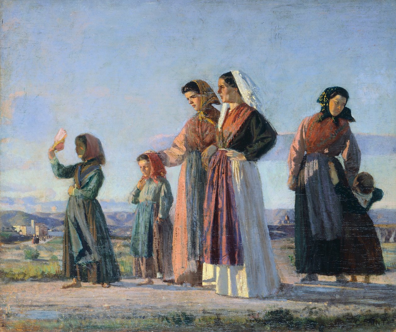 Voltando da Missa, cerca de 1865, por Cristiano Banti (1824-1904), óleo sobre tela, 38x46 cm de Cristiano Banti