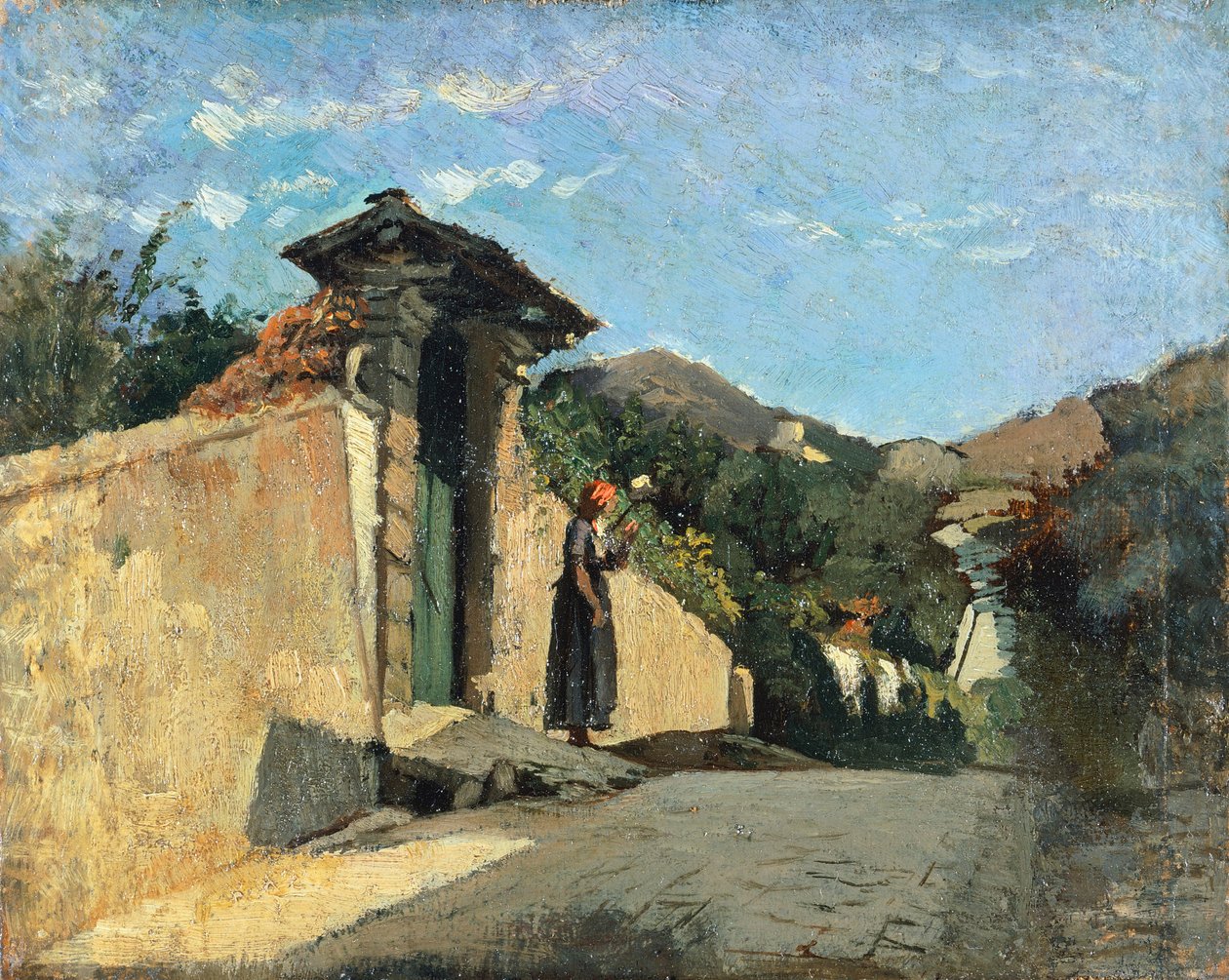 Estudo de paisagem, ca 1861, por Cristiano Banti (1824-1904), óleo sobre tela a bordo de Cristiano Banti