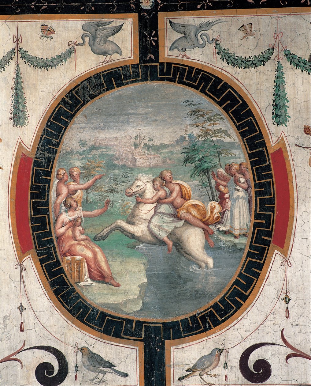 Clelia cruzando o Tibre em um cavalo de Cristofano Gherardi