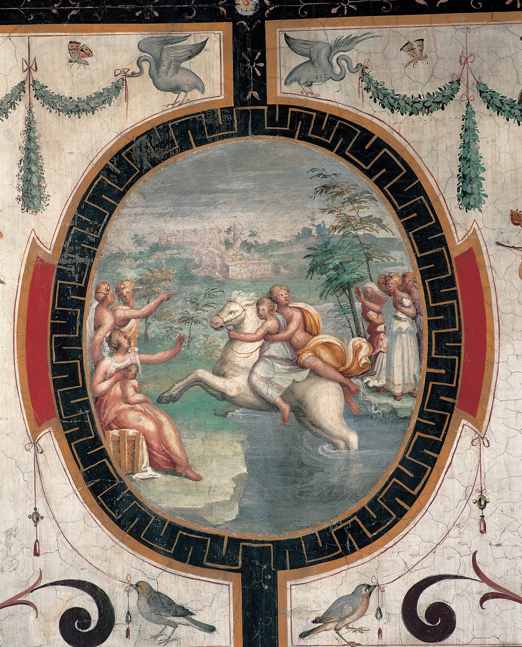 Cloelia passando o Tibre, meados do século XVI. de Cristofano Gherardi