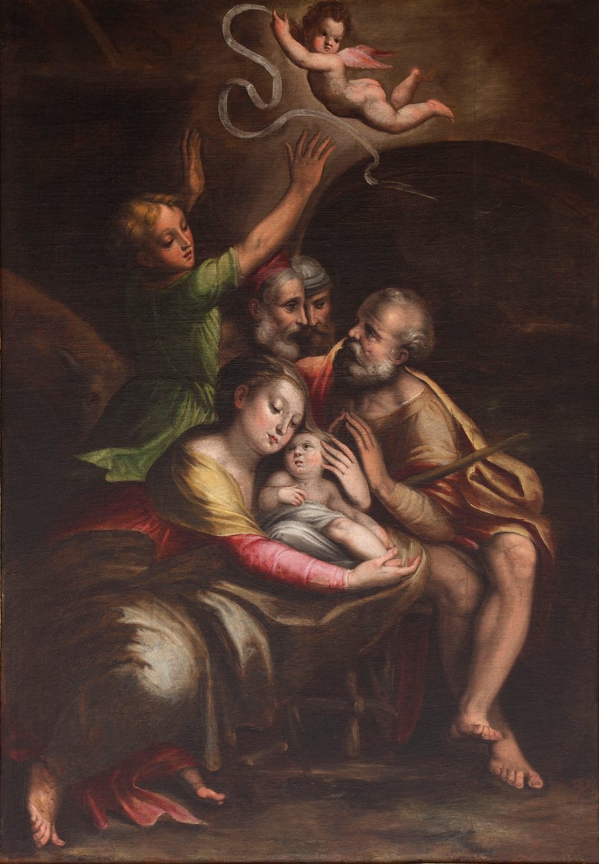A Adoração do Menino Jesus, meados do século XVI. de Cristofano Gherardi