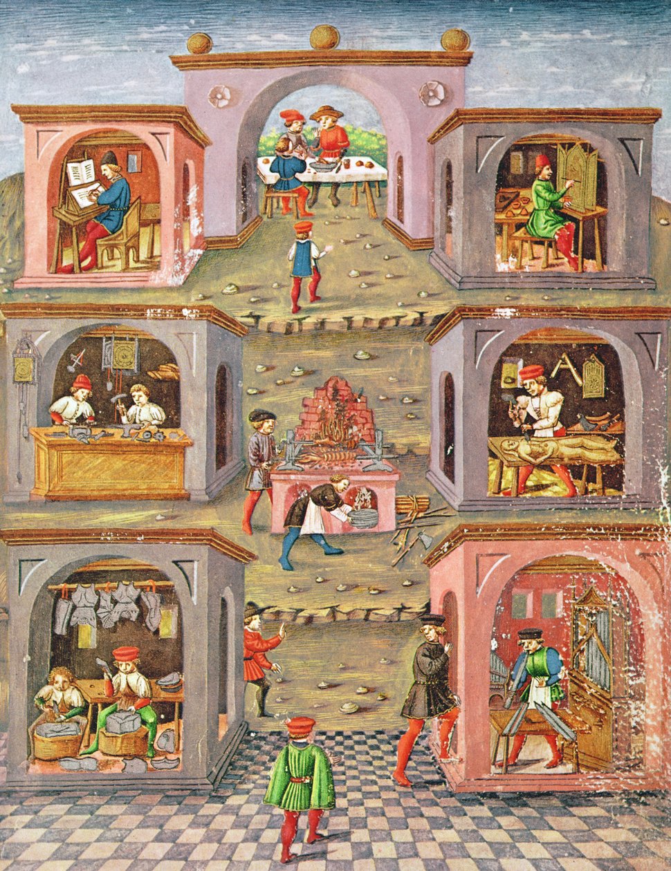 Ms. Lat 209 fol.11r As profissões, de &39;De Sphaera&39; de Cristoforo De Predis