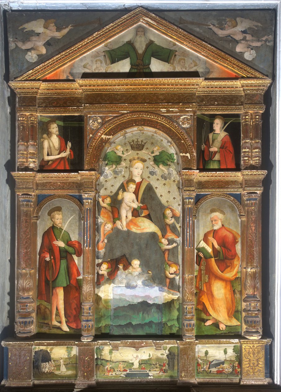Nossa Senhora coroada com o Menino e os Anjos, São Paulo, São Pedro de Cristoforo (fl.1525-1578) & Pancalino Raffaele (fl.1514-1573) Pancalino