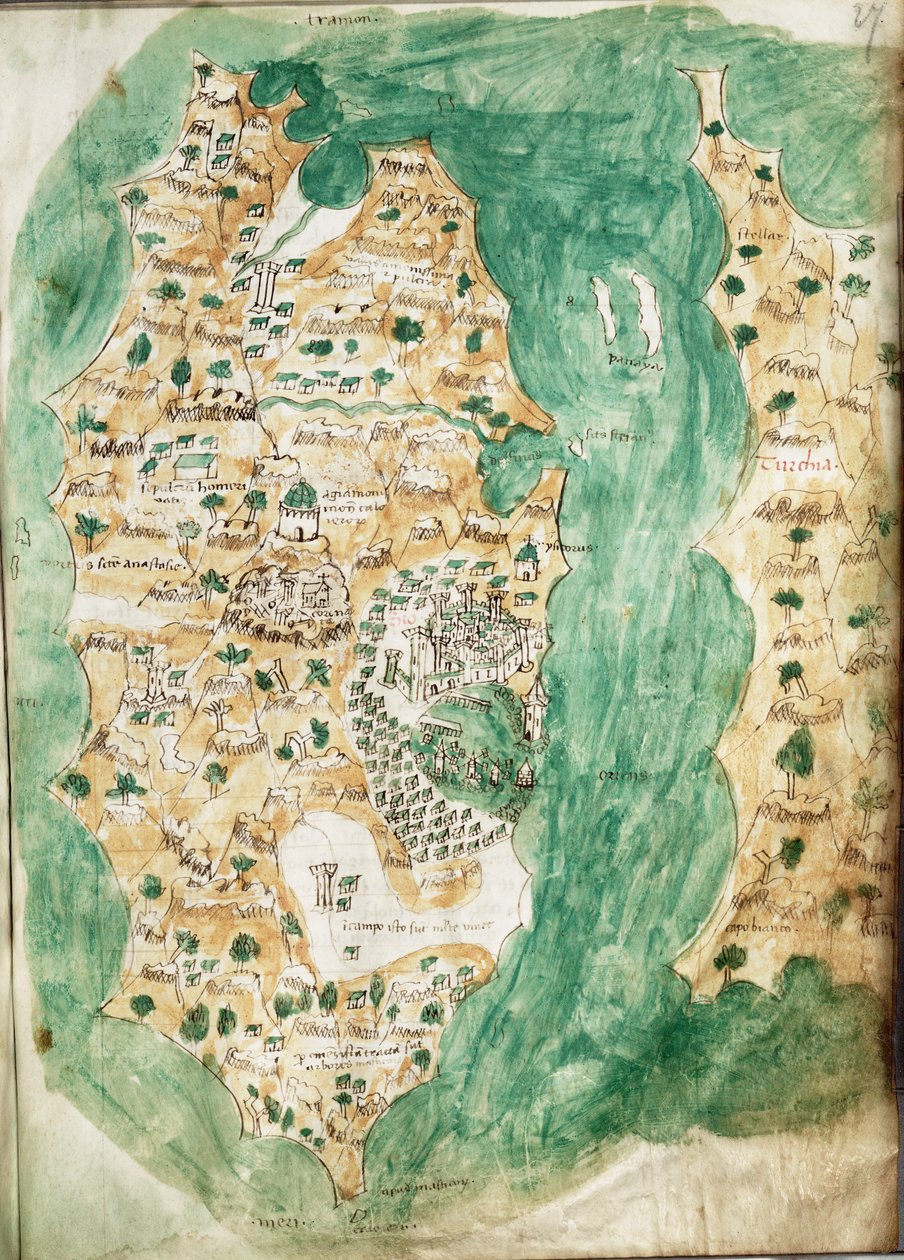 Uma carta de Khios e do continente adjacente, c.1420 (Velino) de Cristoforo Buondelmonti