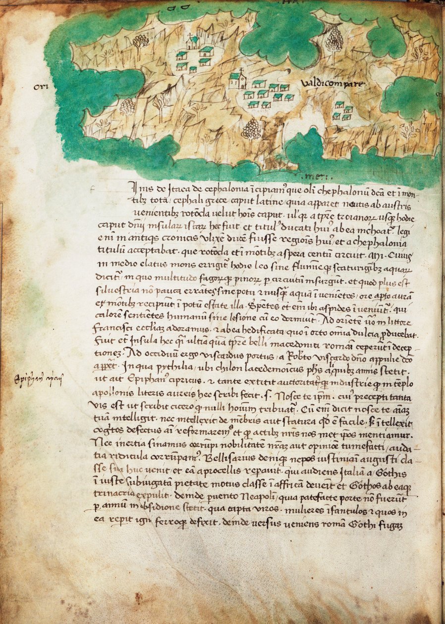 Carta de Ithaki, c.1420 (velino) de Cristoforo Buondelmonti
