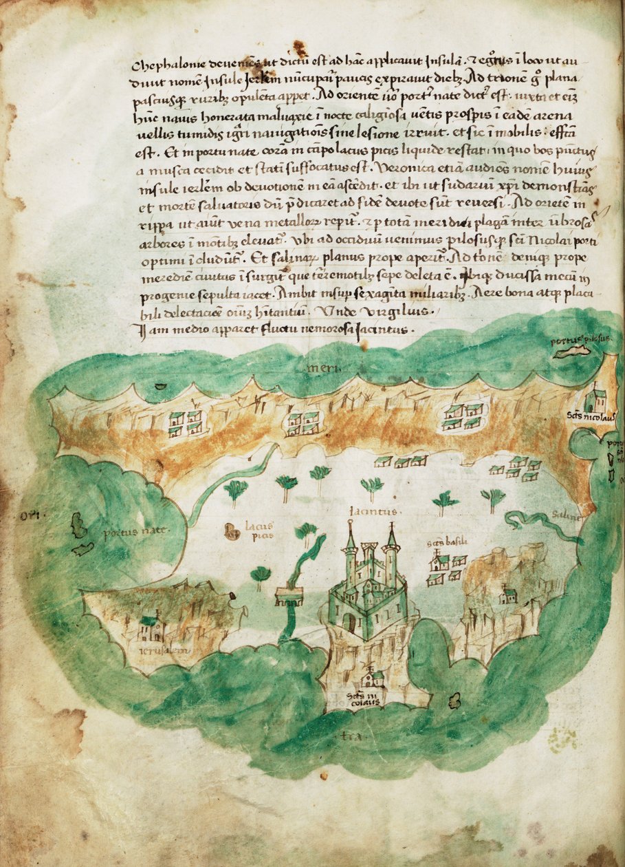 Carta de Zakinthos, c.1420 (velino) de Cristoforo Buondelmonti