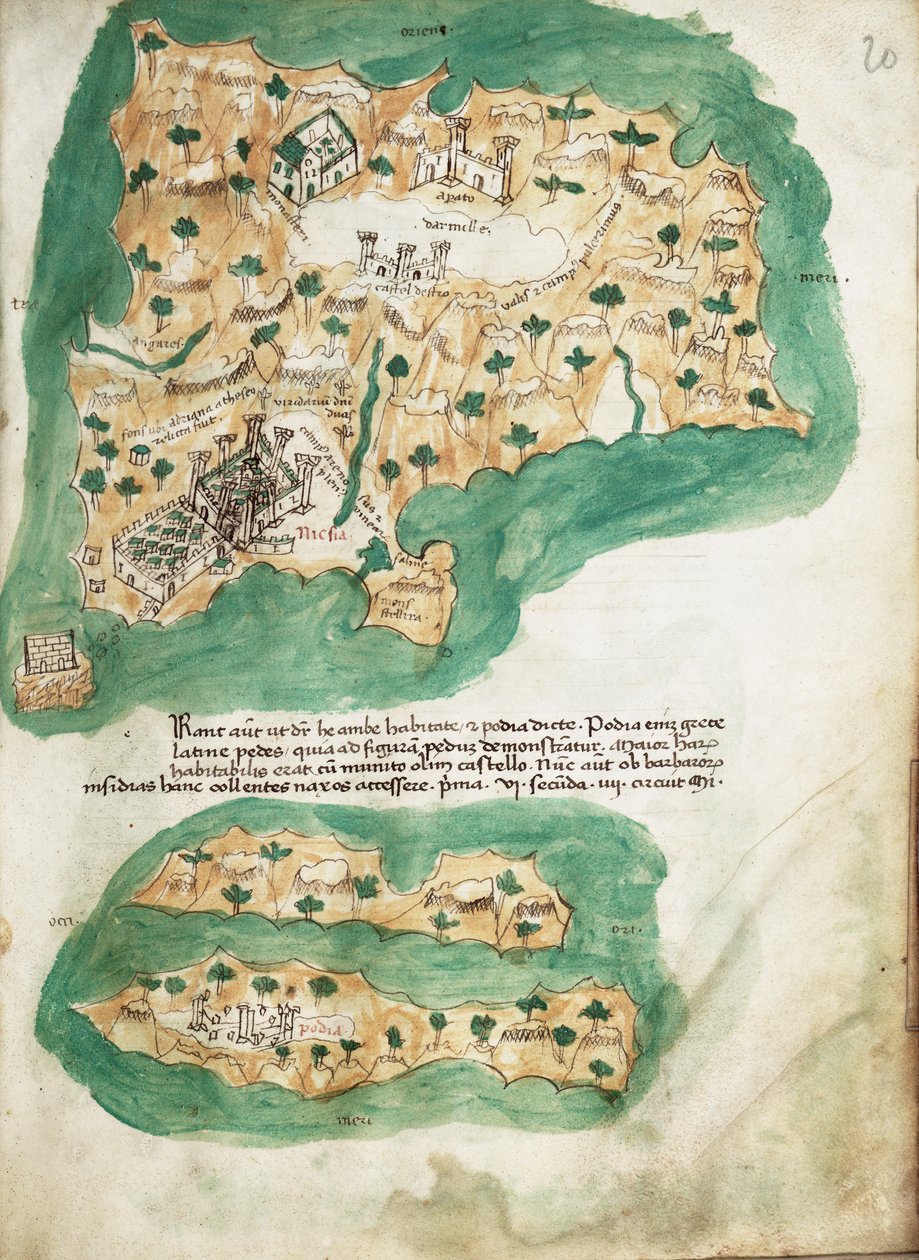 Carta de velino de Naxos, c.1420 (velino) de Cristoforo Buondelmonti