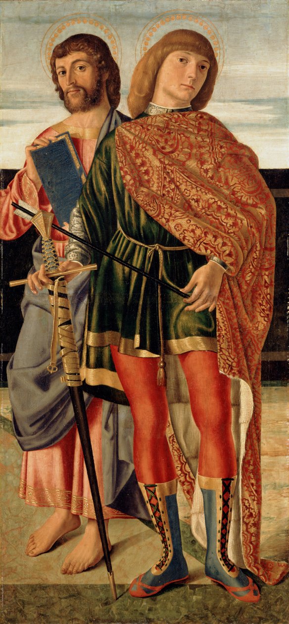 São Mateus e São Sebastião, c.1499 (têmpera sobre painel de madeira) de Cristoforo Caselli