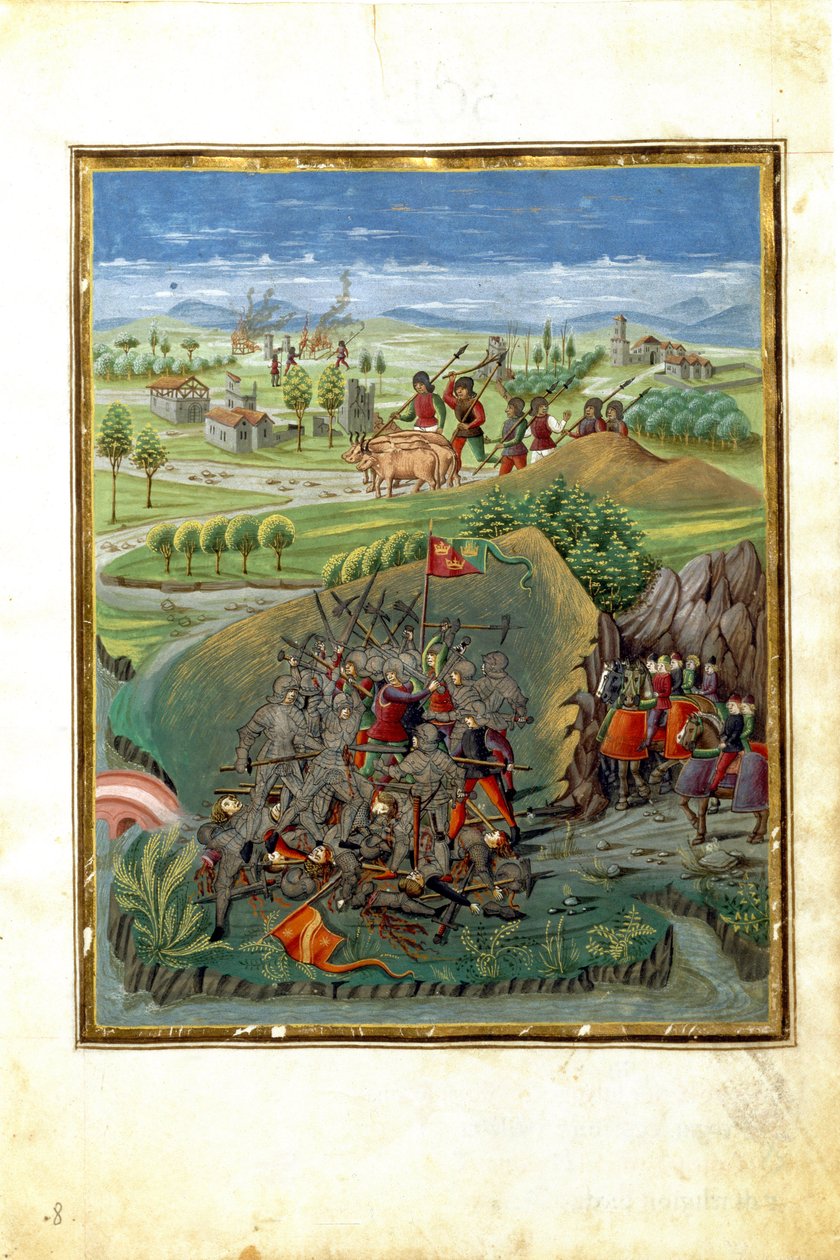 Influência do planeta Marcha: cena de guerra (miniatura, c.1470) de Cristoforo De Predis