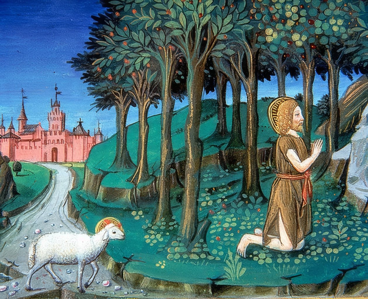 João Batista ora fora dos portões da cidade (c.143v). 1476 de Cristoforo De Predis