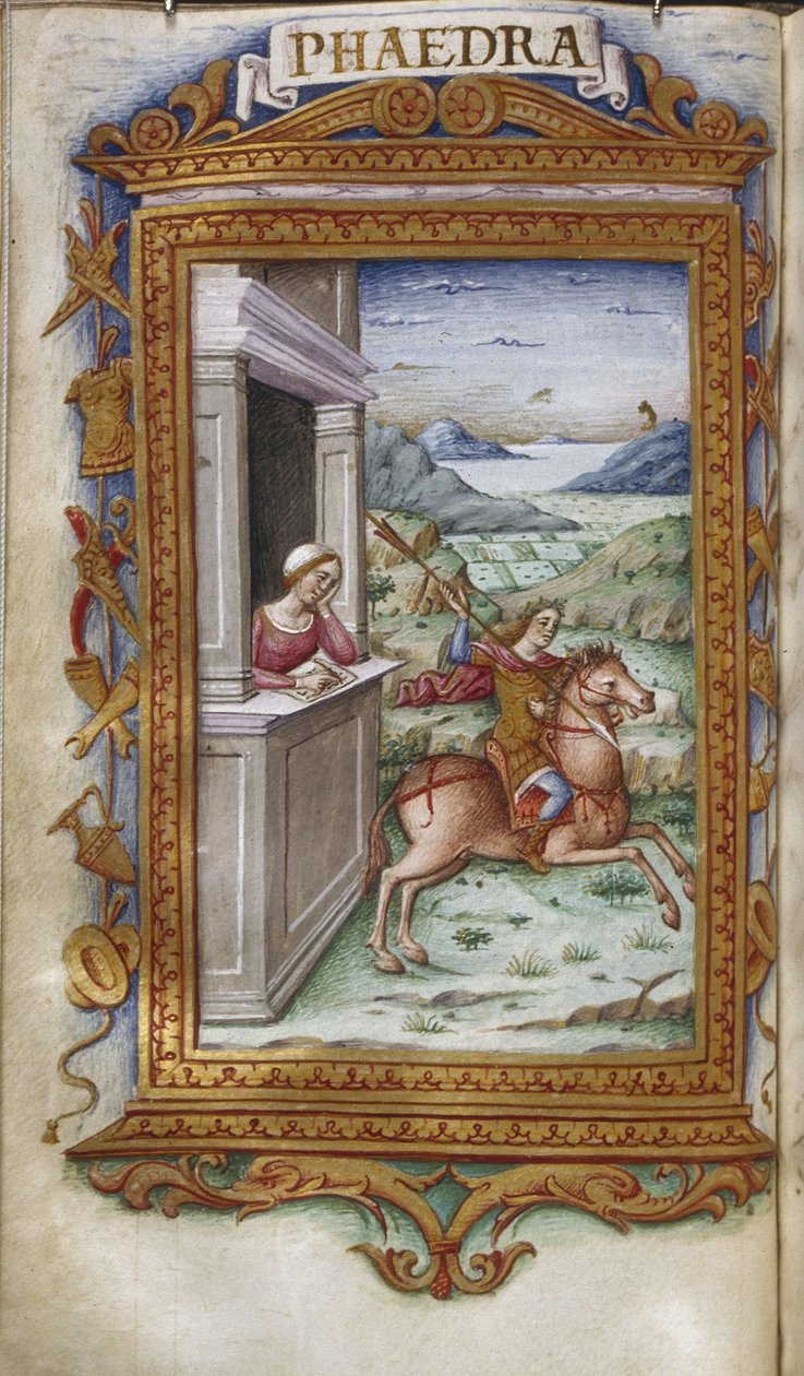 Fedra contemplando Hipólito Ilustração de As Heroides de Ovídio, 1485-1499 de Cristoforo Majorana