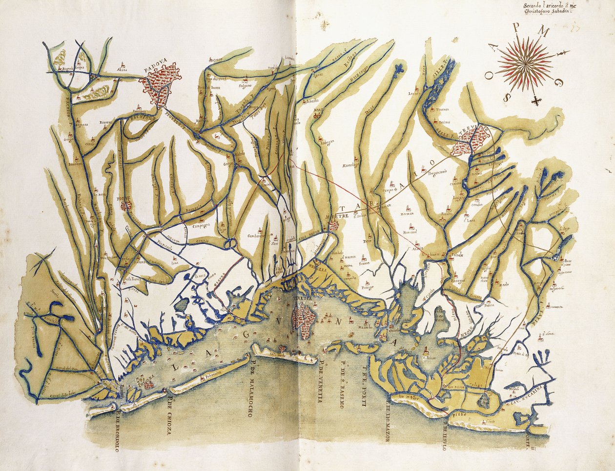Mapa colorido de Veneza e sua região, c.1610 de Cristoforo Sabbadino