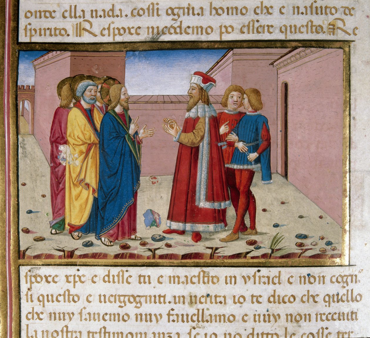 Nicodema o fariseu visita Jesus Miniatura de Cristoforo De Predis (1440-1486) depois da História do Novo Testamento (fol. 58) de Cristoforo De Predis