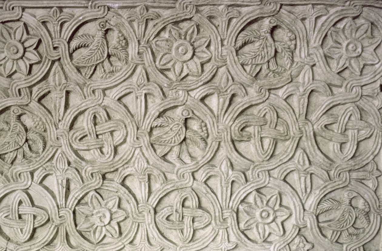 Detalhe, de, um, esculpido, tela, 9º-10º século, (carved, stone) de Croatian School