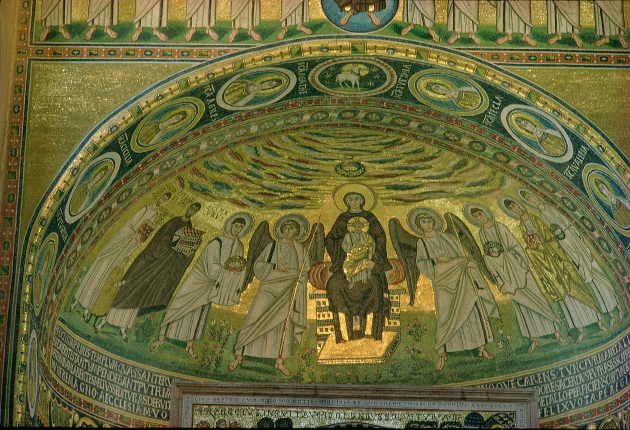 Madonna e Criança, c.540 (mosaico) de Croatian School