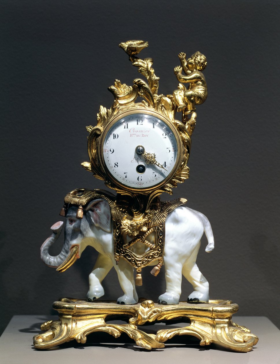 Relógio de mesa (bronze dourado, porcelana, esmalte e vidro) de Crosnier du Roy