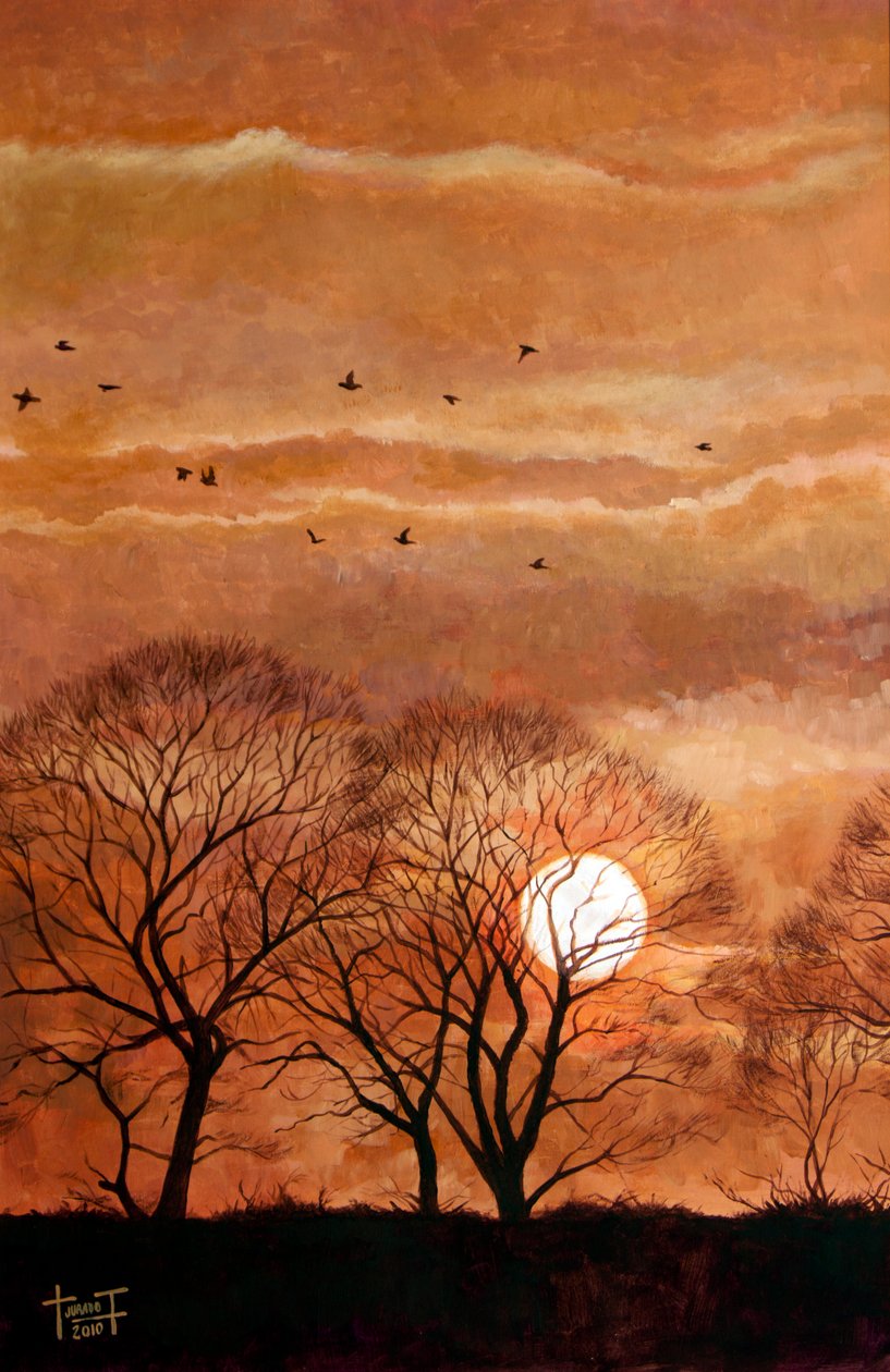 Pôr do sol, Windsor, 2010 (acrílico sobre papel) de Cruz Jurado Traverso