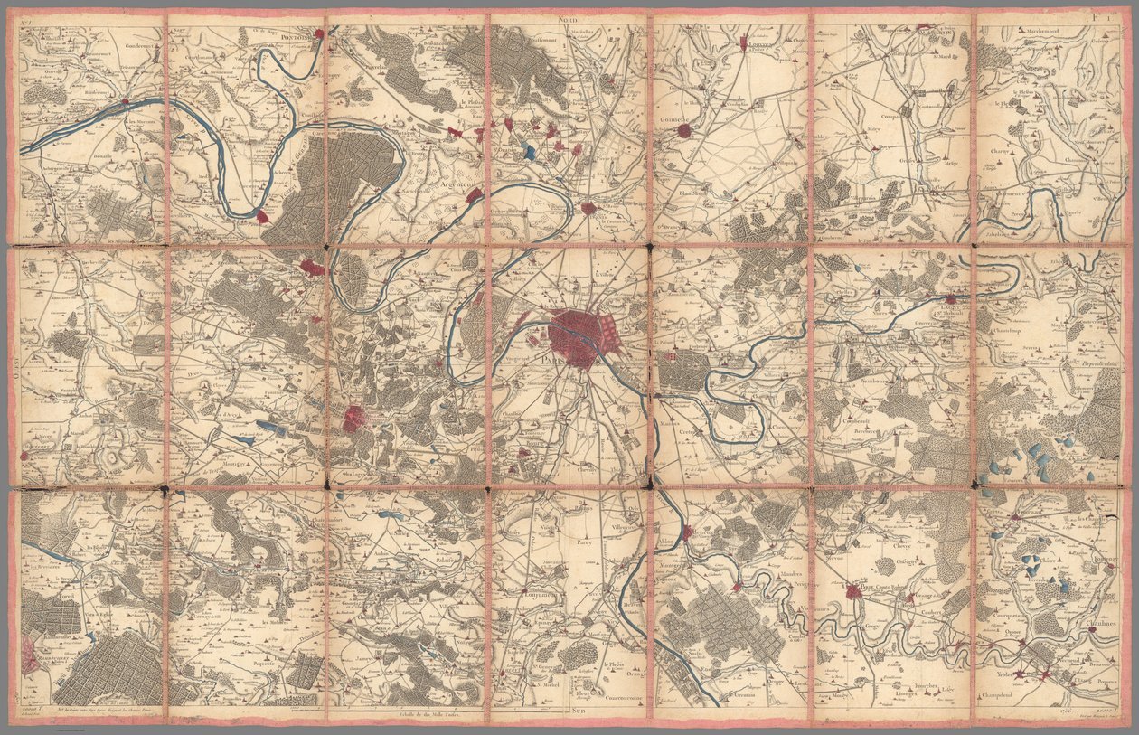 Mapa geométrico de França, por Cassini, Paris (0134002) de Cesar Francois Cassini de Thury