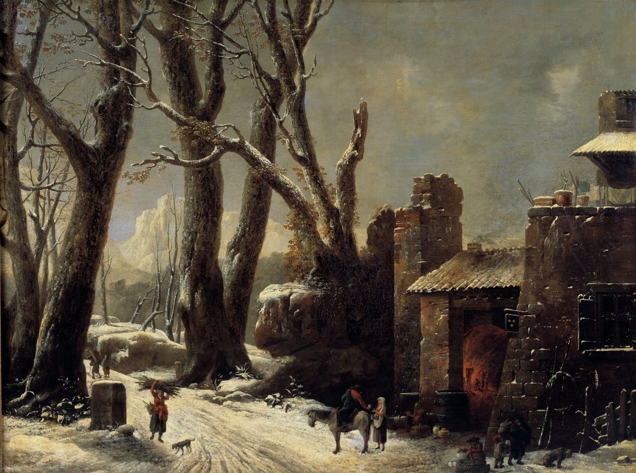Uma primeira neve no Piemont Pintura de Cesar Van Loo (1743-1821) de César van Loo