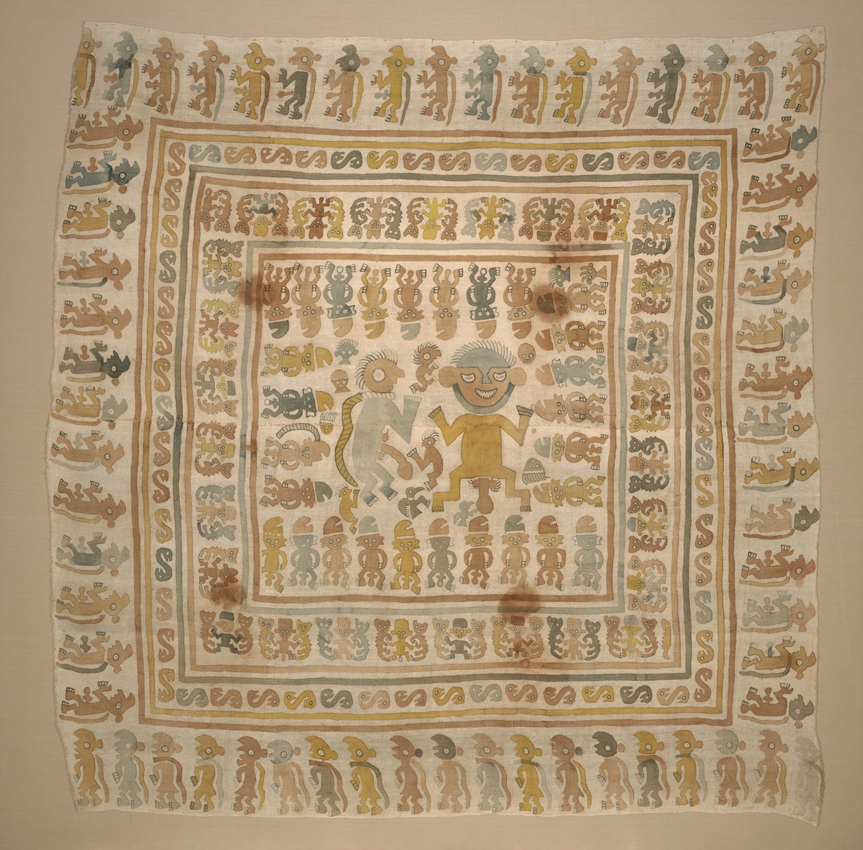 Painel do "prisioneiro" têxtil, c.1300-1470 (algodão e tintas) de Culture Chimu