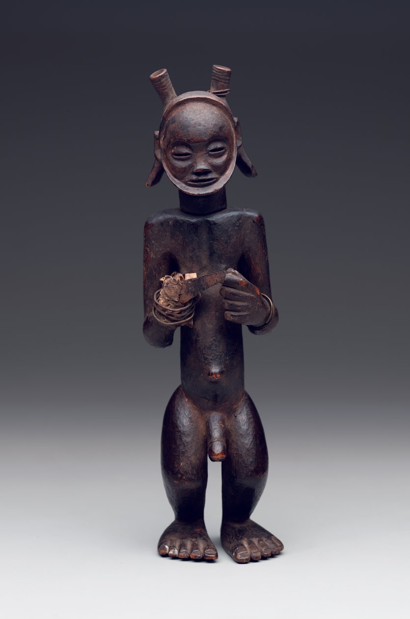 Recipiente ritual na forma de uma figura masculina em pé de Culture Chokwe