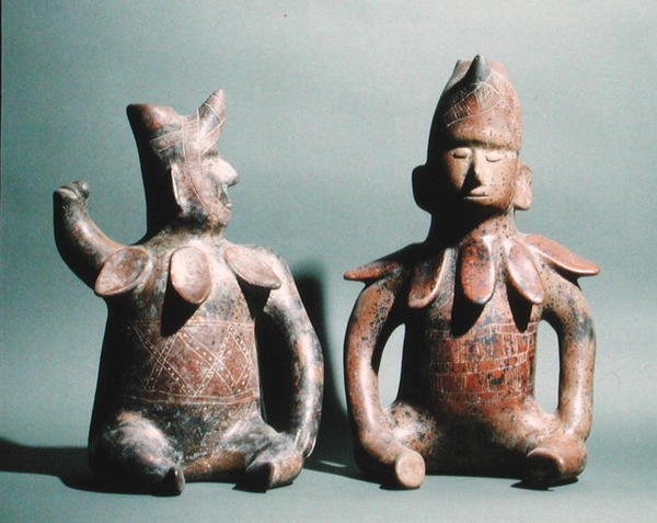 Duas estatuetas de Colima, México, 300 a.C. - 500 d.C. (cerâmica) de Culture Colima