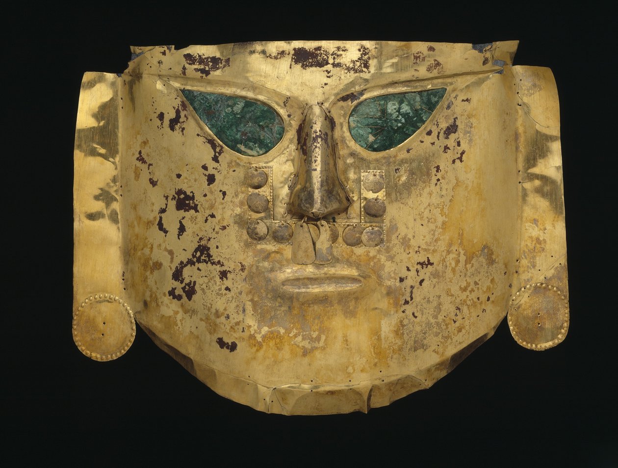 Máscara cerimonial, AD 900-1100 (ouro, cobre e tinta) de Culture Sicán