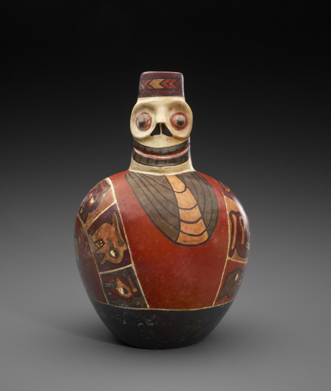 Garrafa Figural com Máscara Mortal, 600-1000 DC (faiança com barbotina) de Culture Wari