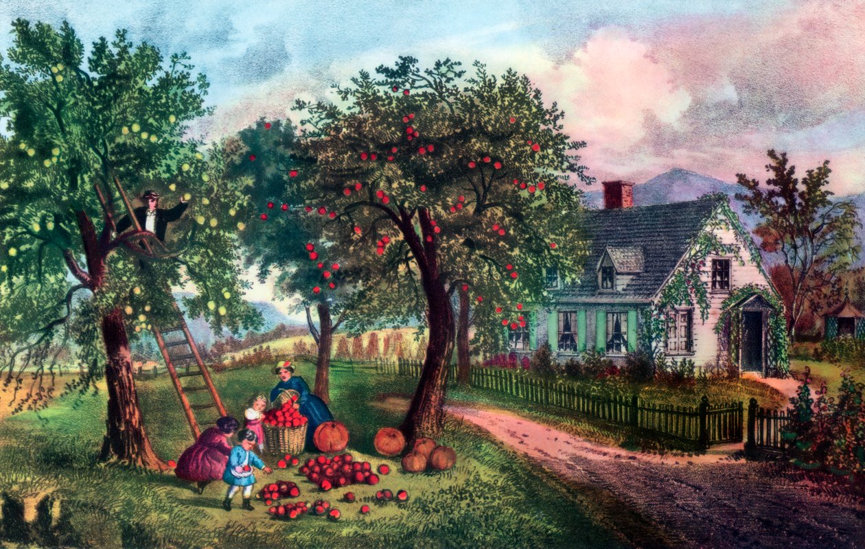 Herdade americana no outono de 1869 de Currier and Ives