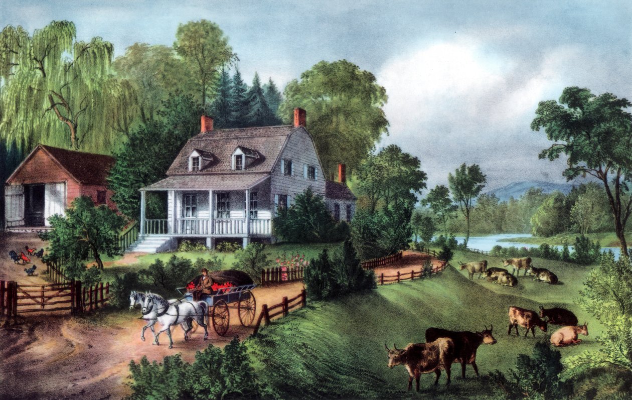 American Homestead no verão de 1868 de Currier and Ives