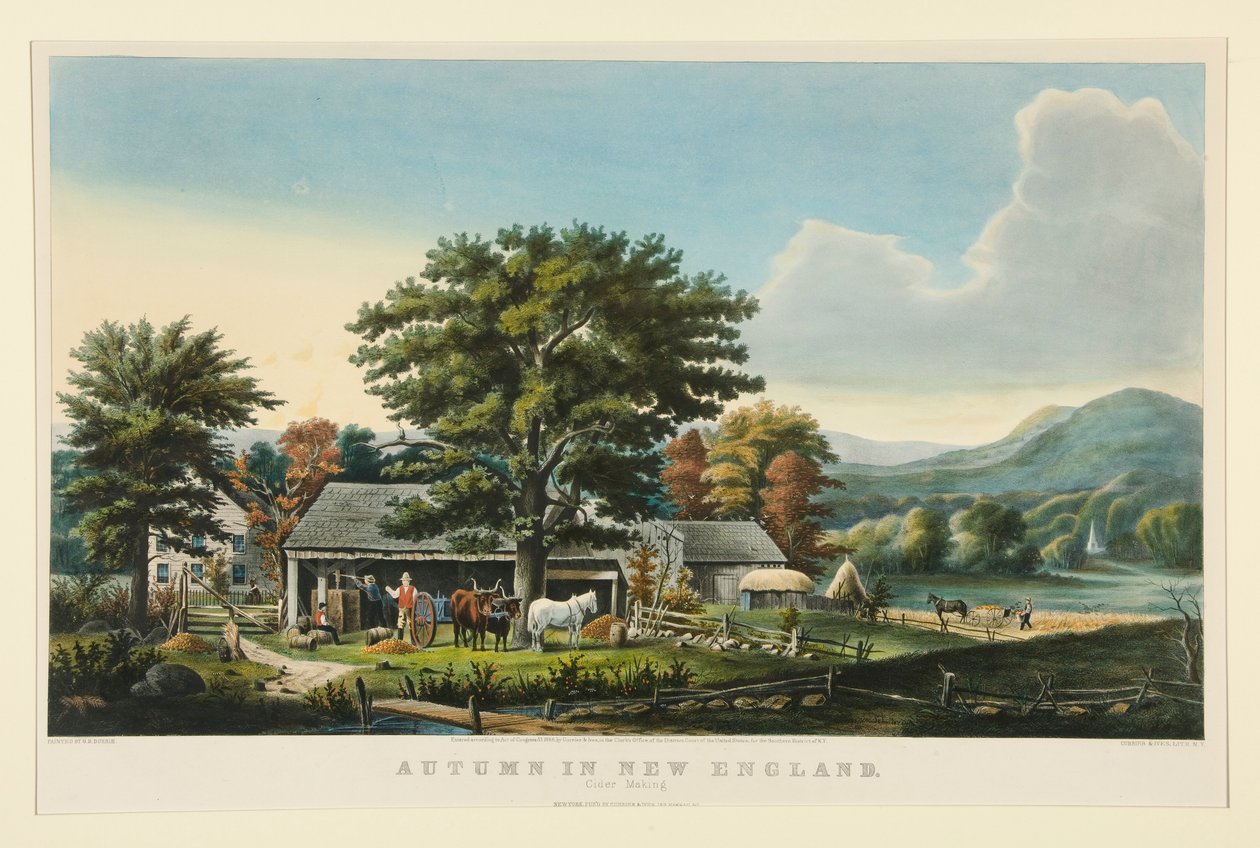 Outono na Nova Inglaterra: Produção de Cidra de Currier and Ives