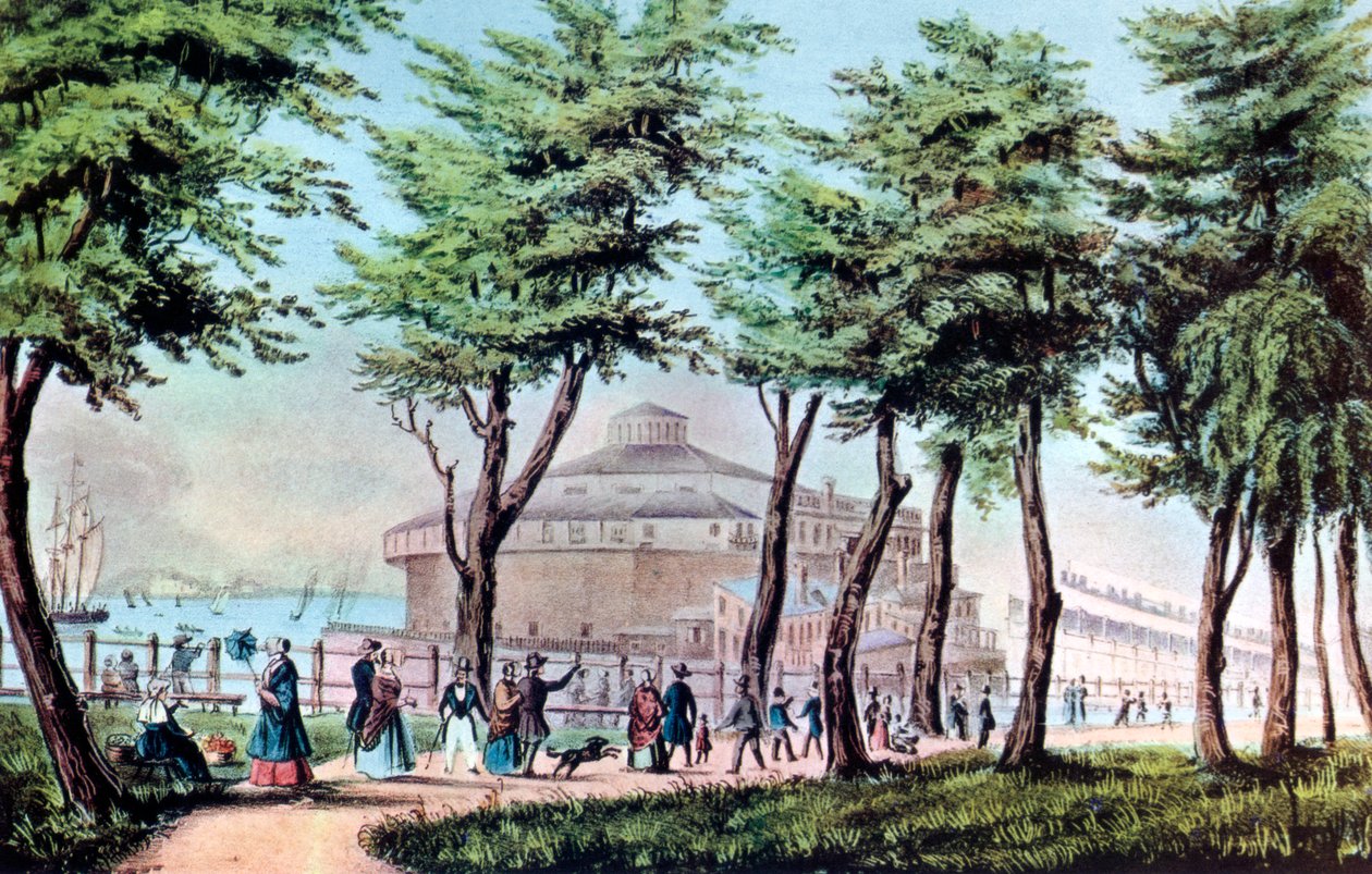 Jardim do Castelo da Bateria, Nova York, 1848 de Currier and Ives