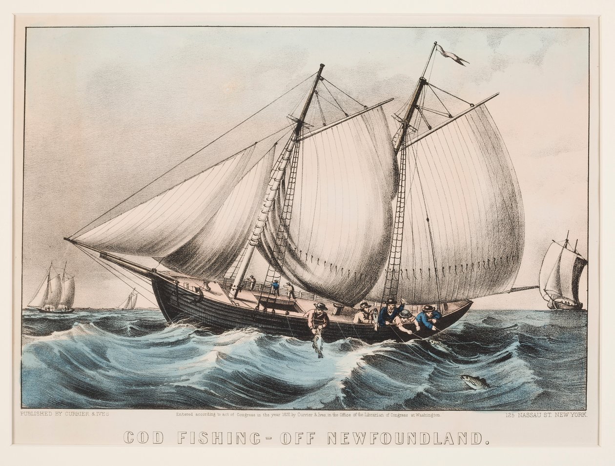 Pesca de bacalhau - ao largo de Newfoundland de Currier and Ives