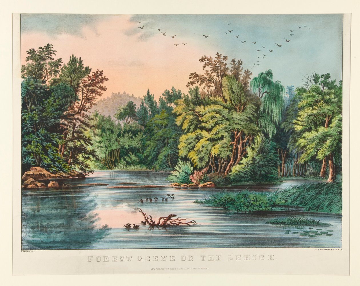 Cena da floresta no Lehigh de Currier and Ives