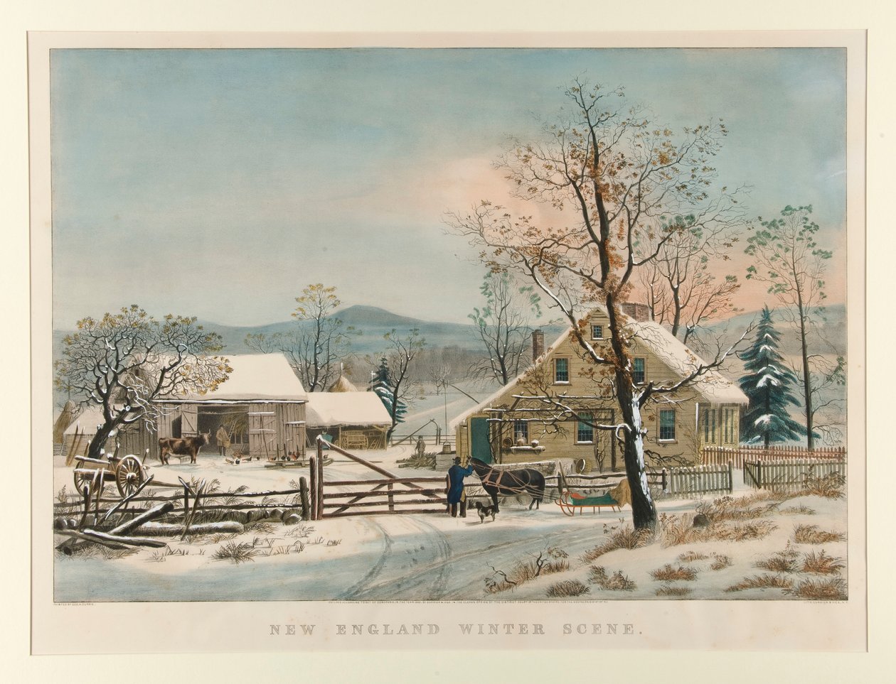 Cena de inverno da Nova Inglaterra de Currier and Ives