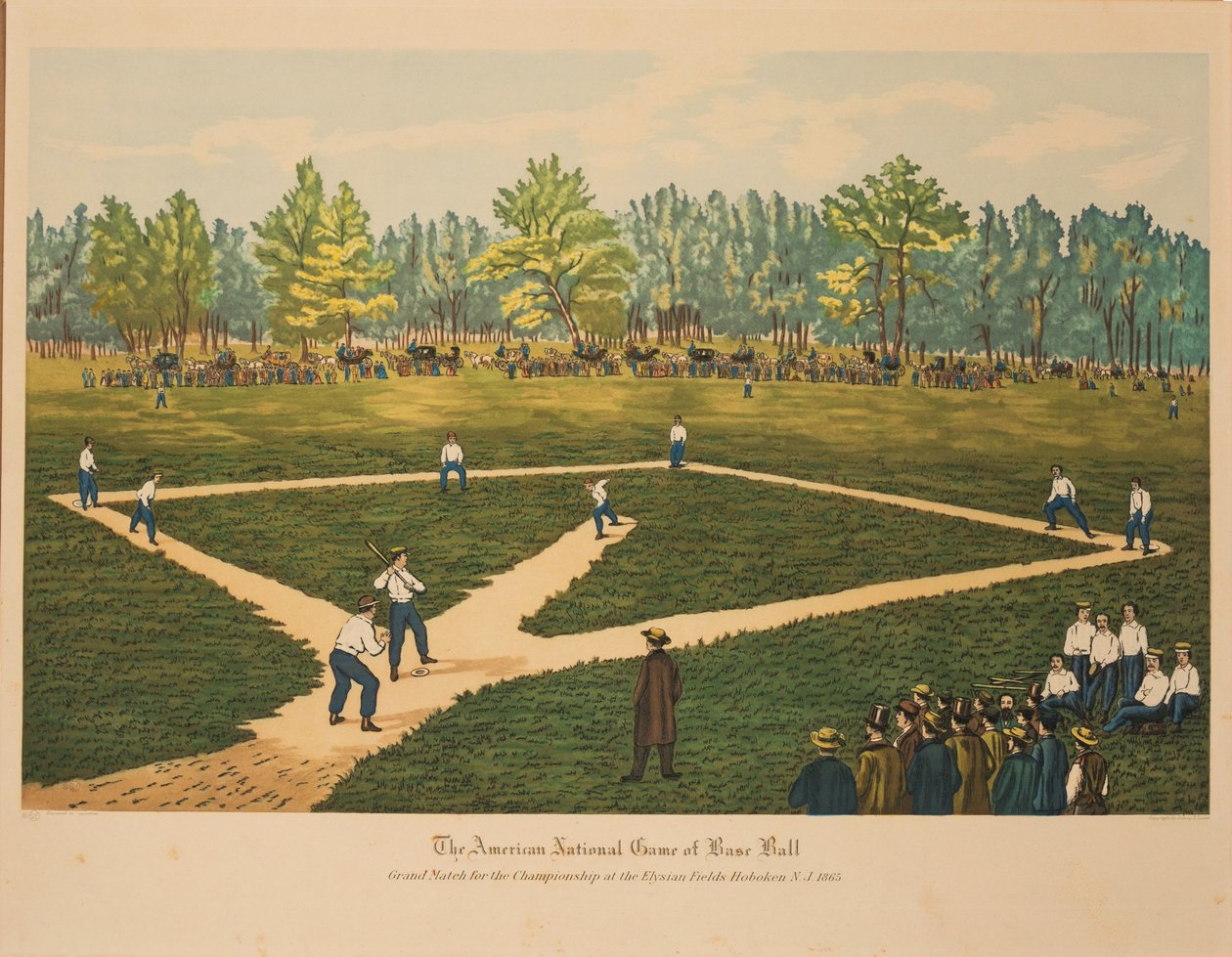 O Jogo Nacional Americano de Base Ball, ca 1866. de Currier and Ives.