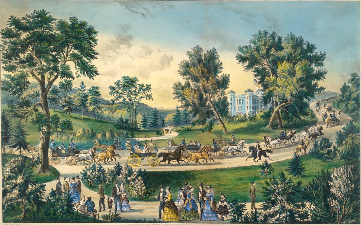 The Grand Drive, Central Park N.Y. de Currier and Ives