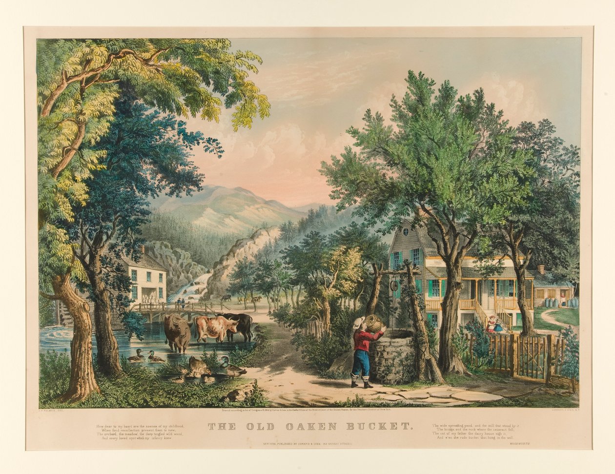 O velho balde de carvalho de Currier and Ives