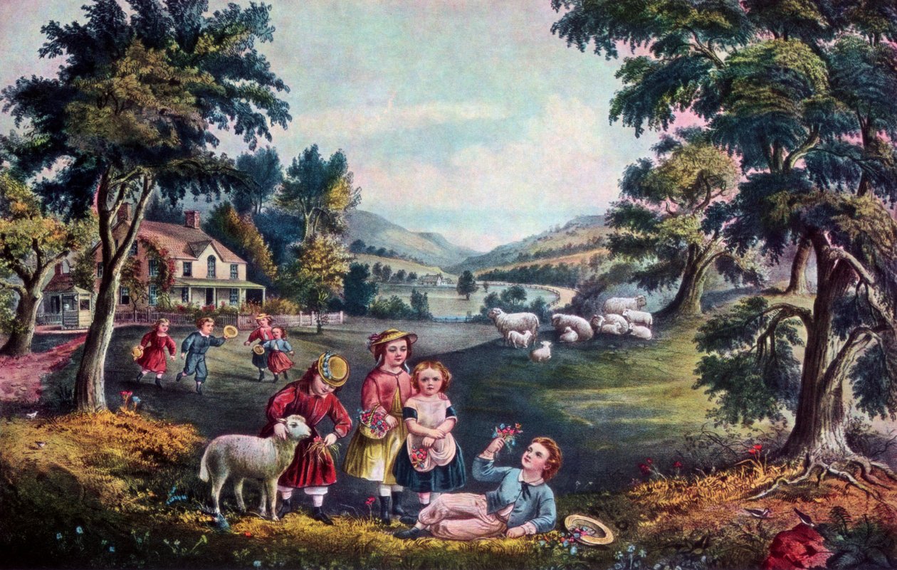 A estação da alegria, infância, 1868. de Currier and Ives