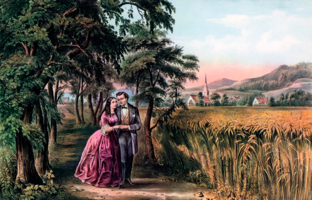 A estação do amor, juventude, 1868. de Currier and Ives