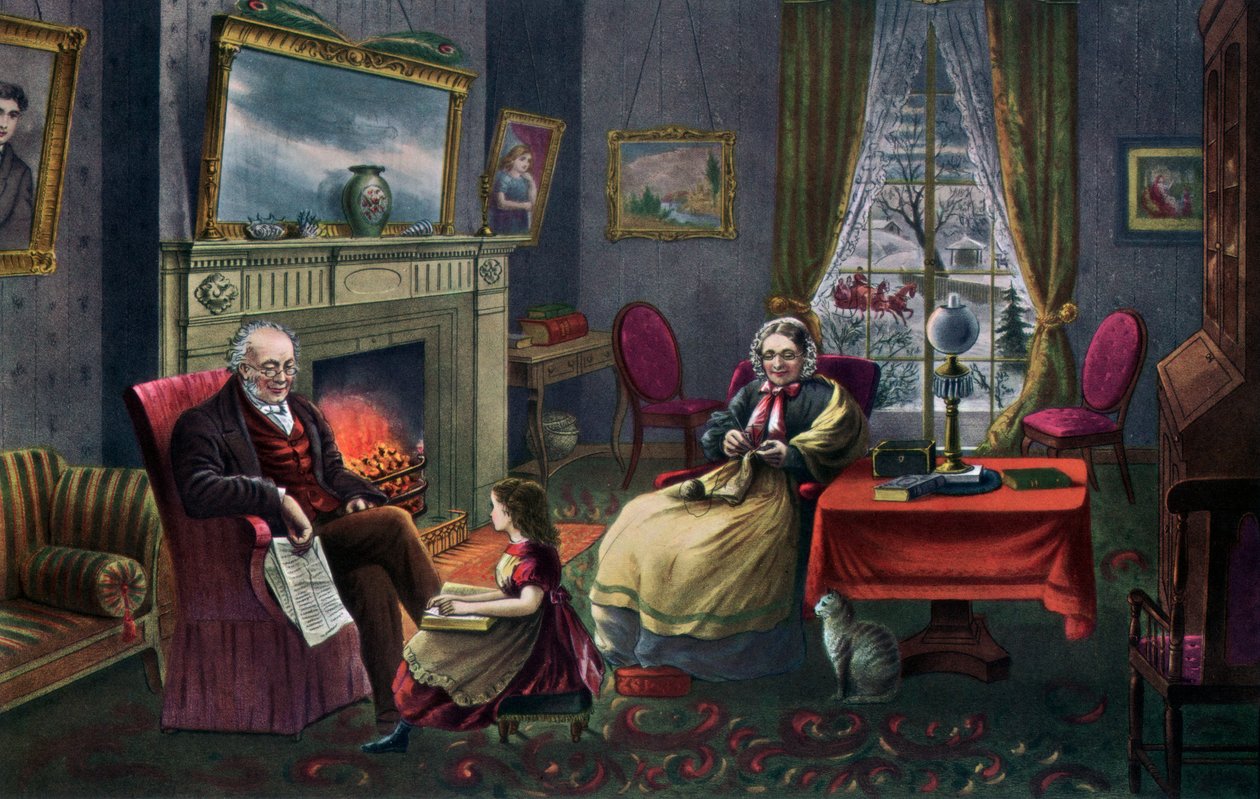A estação do descanso, velhice, 1868. de Currier and Ives