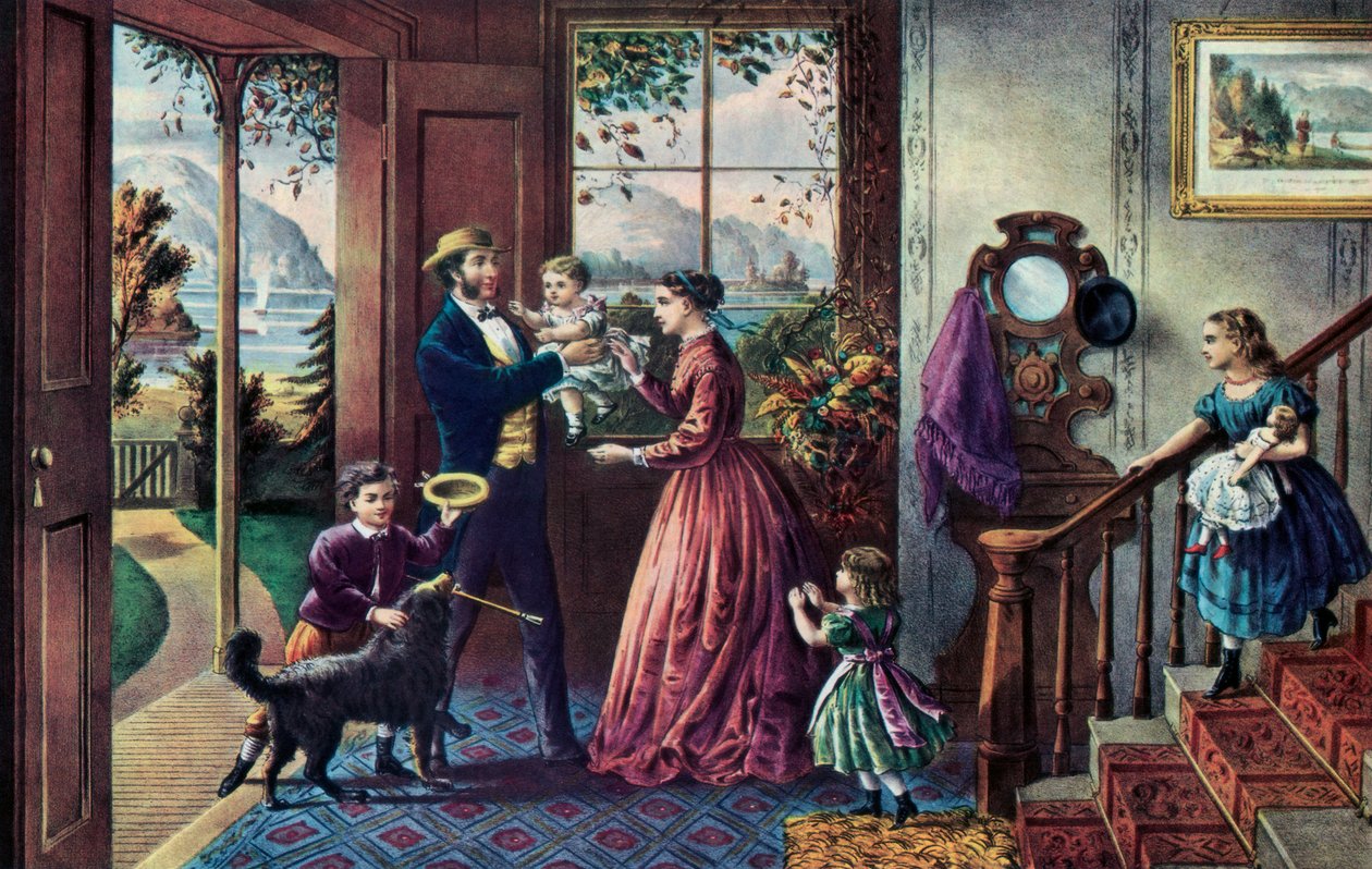 A estação da força, Idade Média, 1868. de Currier and Ives