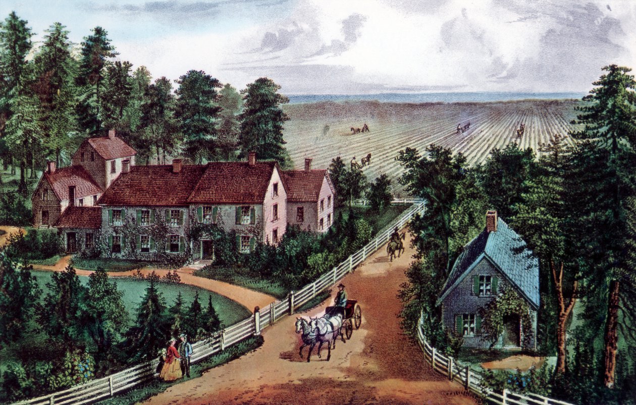 A Western Farmers Home, 1871. de Currier and Ives