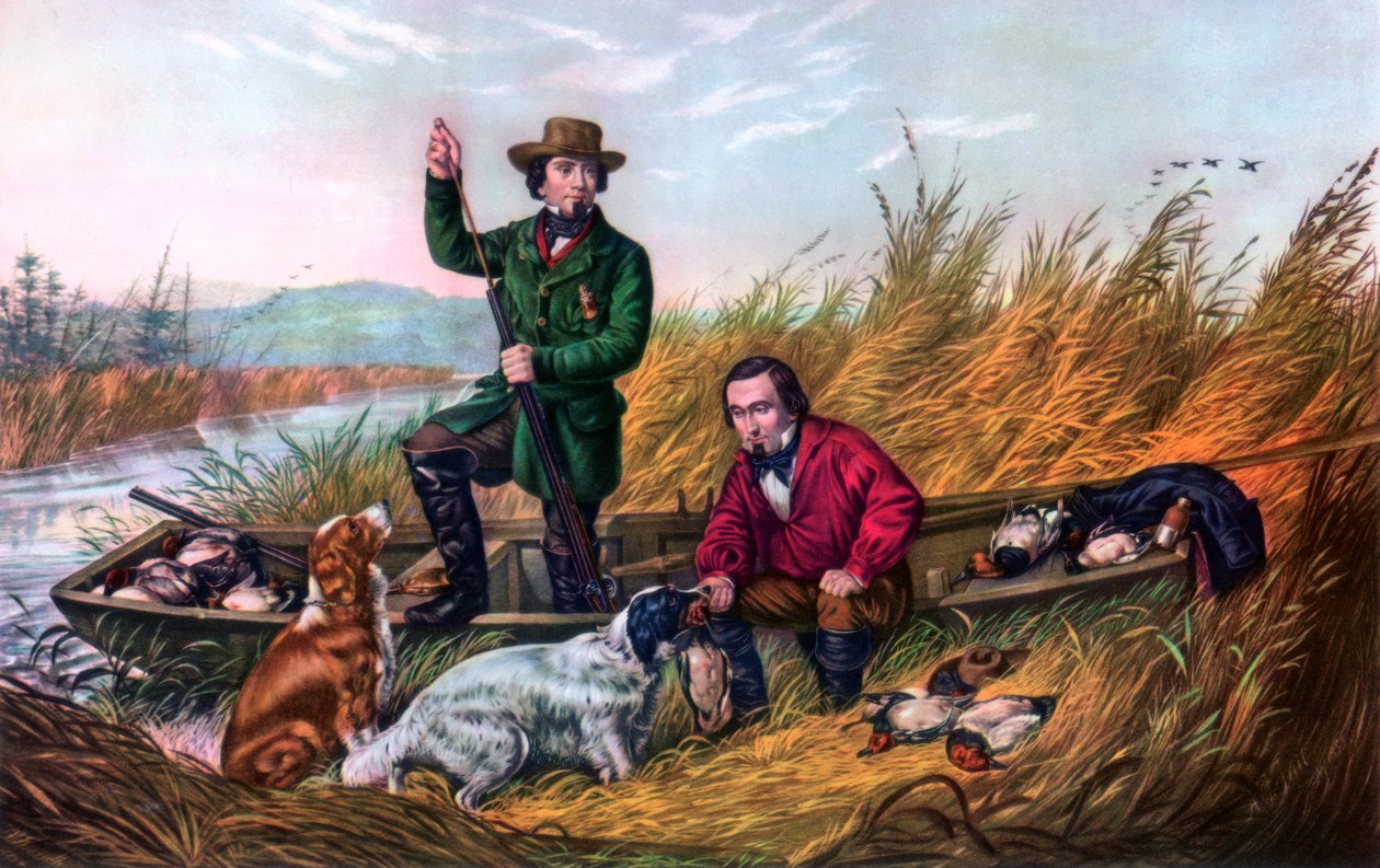 Tiro ao pato selvagem, 1854. de Currier and Ives