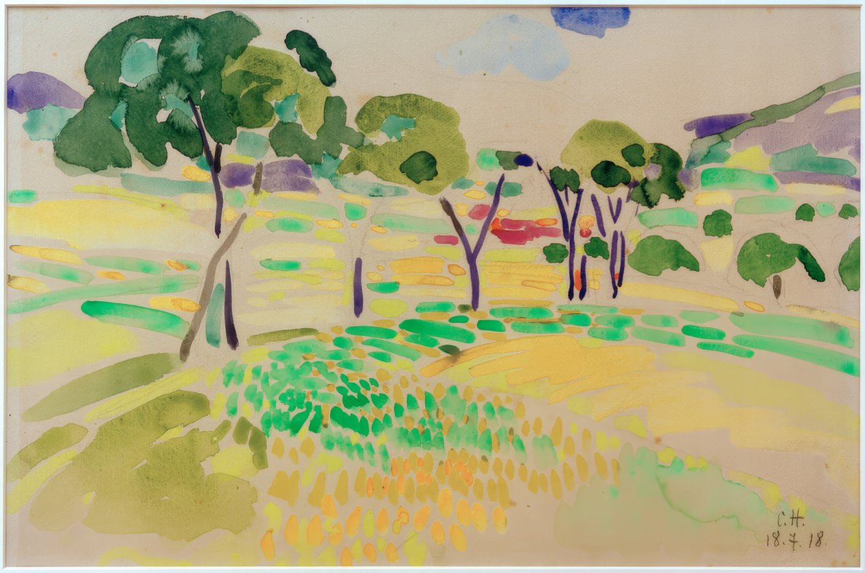 Paisagem com árvores em Pretzfeld de Curt Herrmann