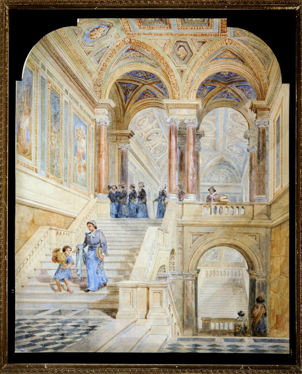 Design para a escadaria interior da Câmara Municipal de Leeds (aguarela sobre papel) de Cuthbert Brodrick