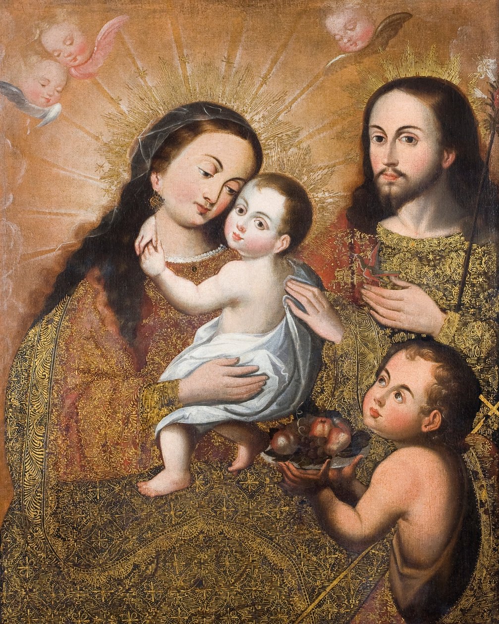 Sagrada Família com São João e um Pintassilgo de Cuzco School