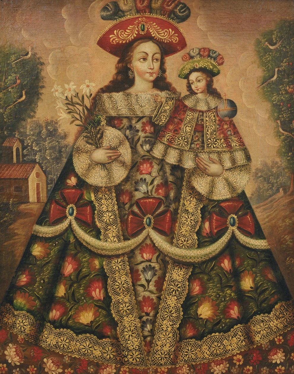 A Virgem dos Peregrinos e Criança de Cuzco School